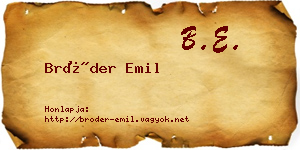 Bröder Emil névjegykártya